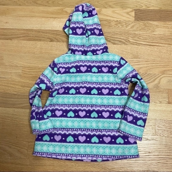 Jumping Beans Fleece Sweatshirt Heart Print Sz 3T Blue Purple - Picture 4 of 4